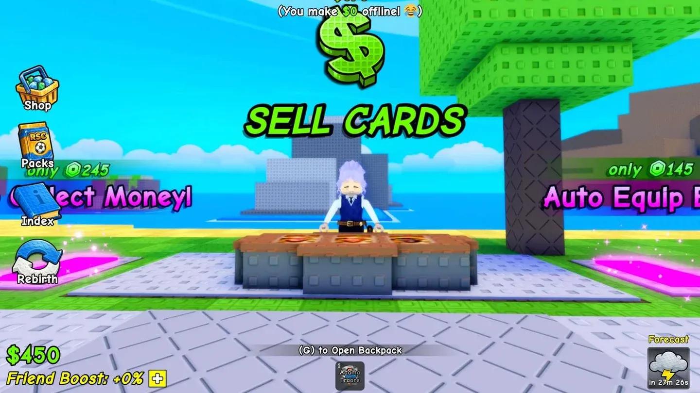 Shop button opens the code menu