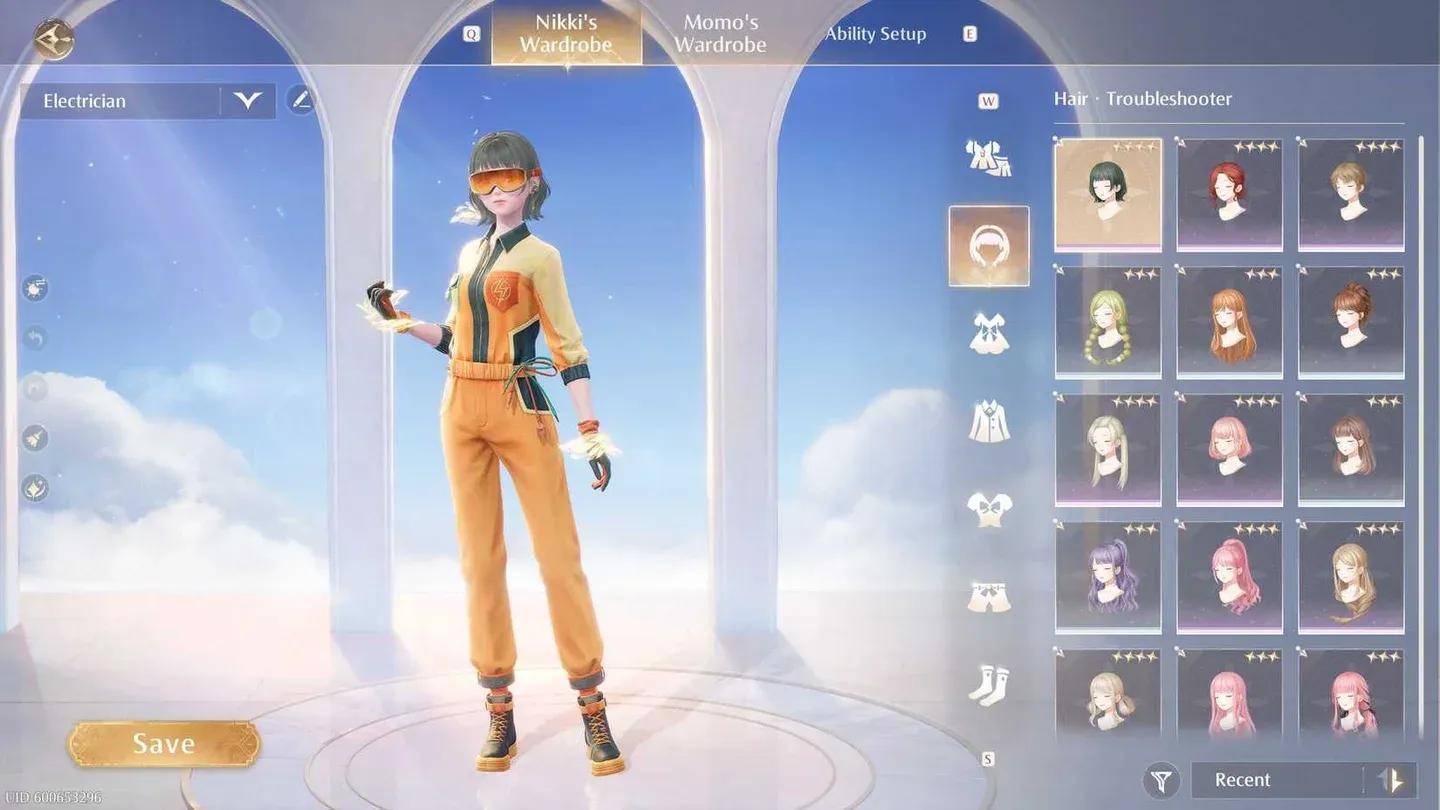 Ability outfit selection screen