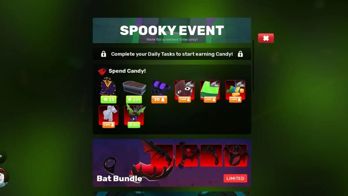 Rivalsween 2026 ایونٹ Candy شاپ جس میں Jerm Charm اور Zombie Walk Emote کی قیمتیں دکھائی گئی ہیں