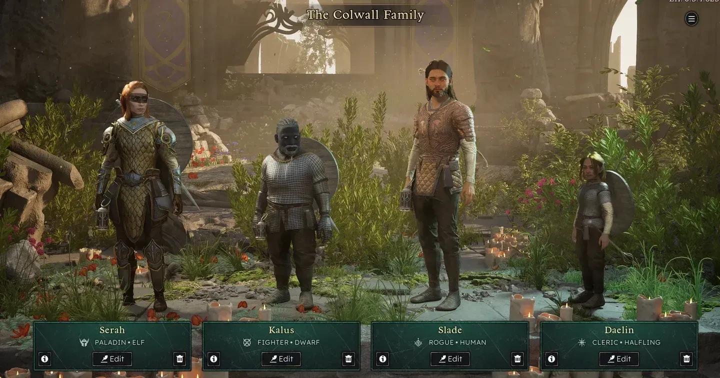 Weapon selection at character creation