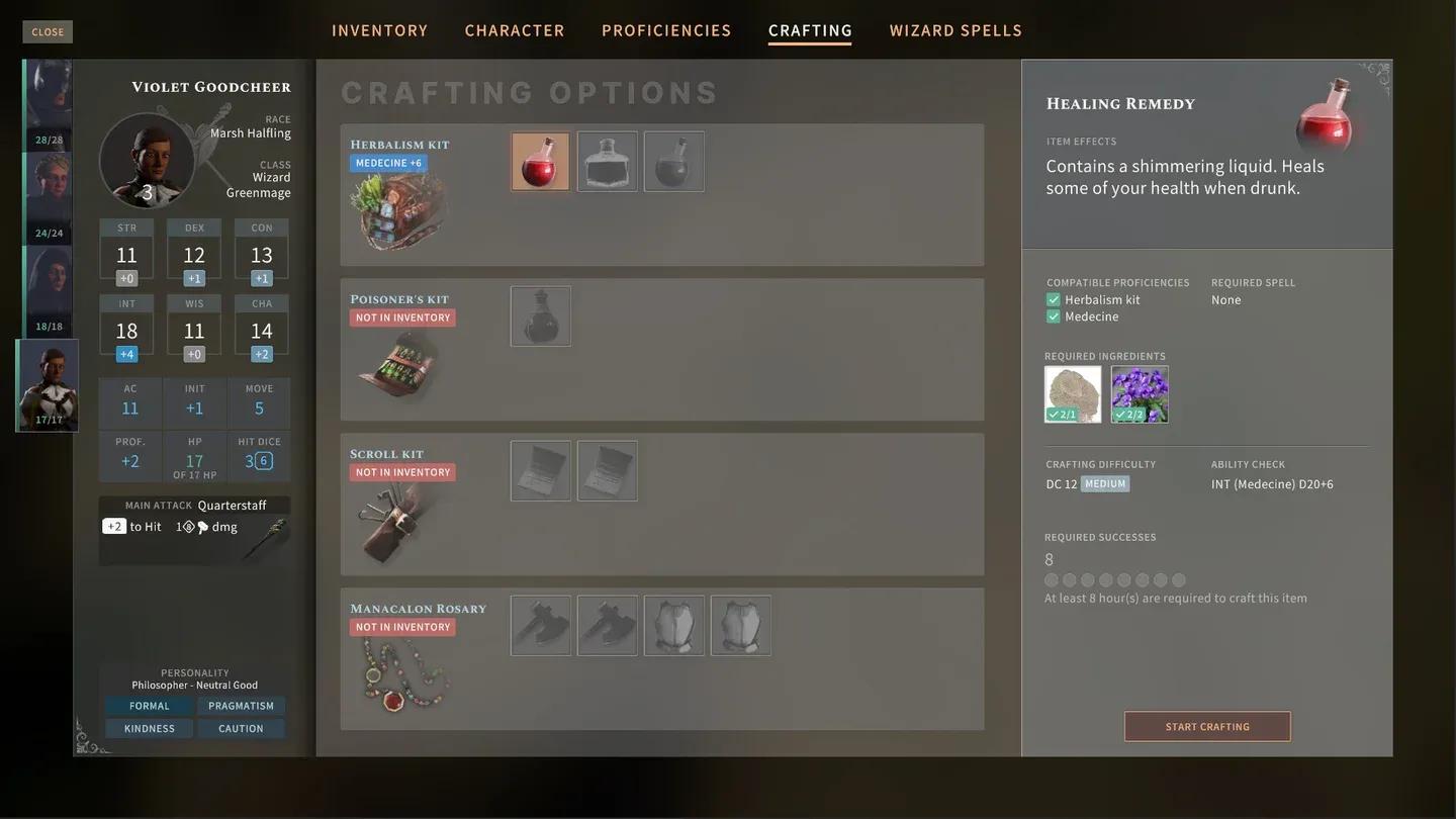 Solasta II crafting basics