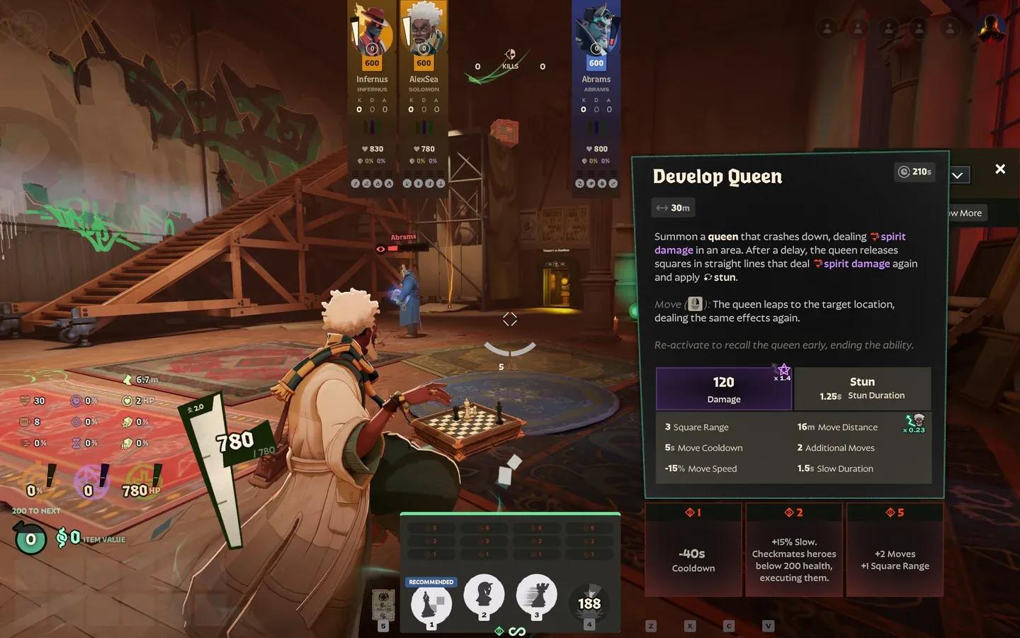 Develop Queen area stun effect