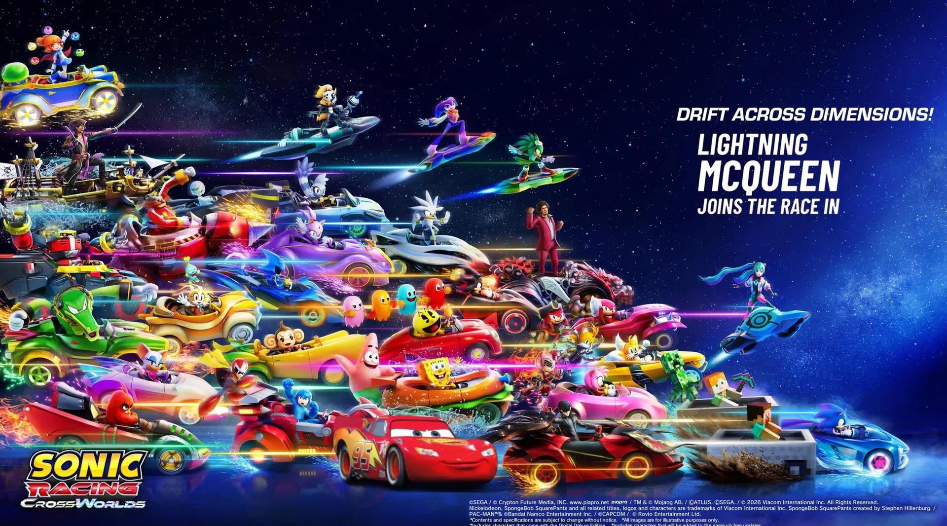 Updated Key Visual for Sonic Racing: CrossWorlds (Red, Majima, Arle, etc.)  : r/SonicTheHedgehog