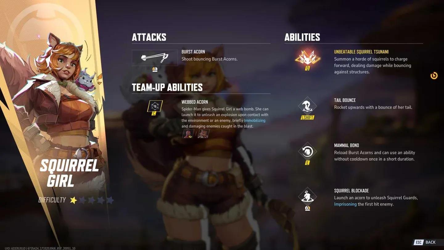 Squirrel Girl upgrade screen