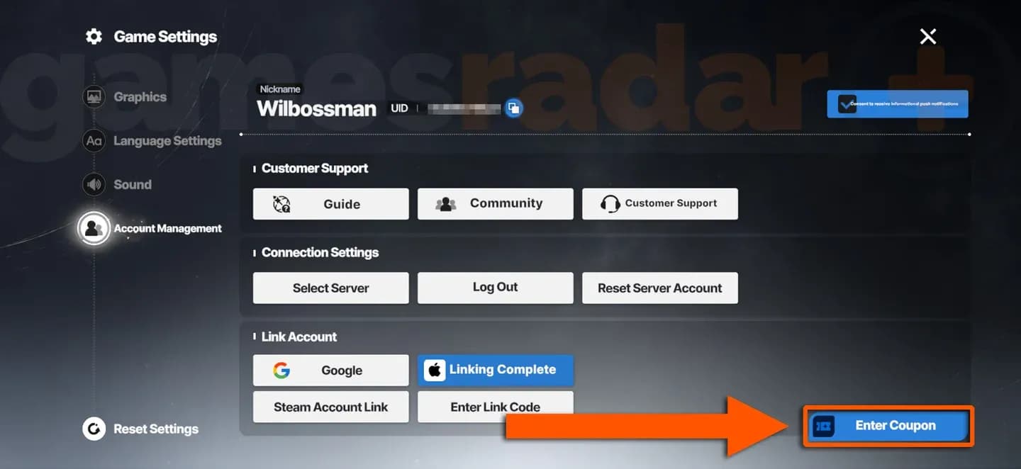 Account management coupon tab