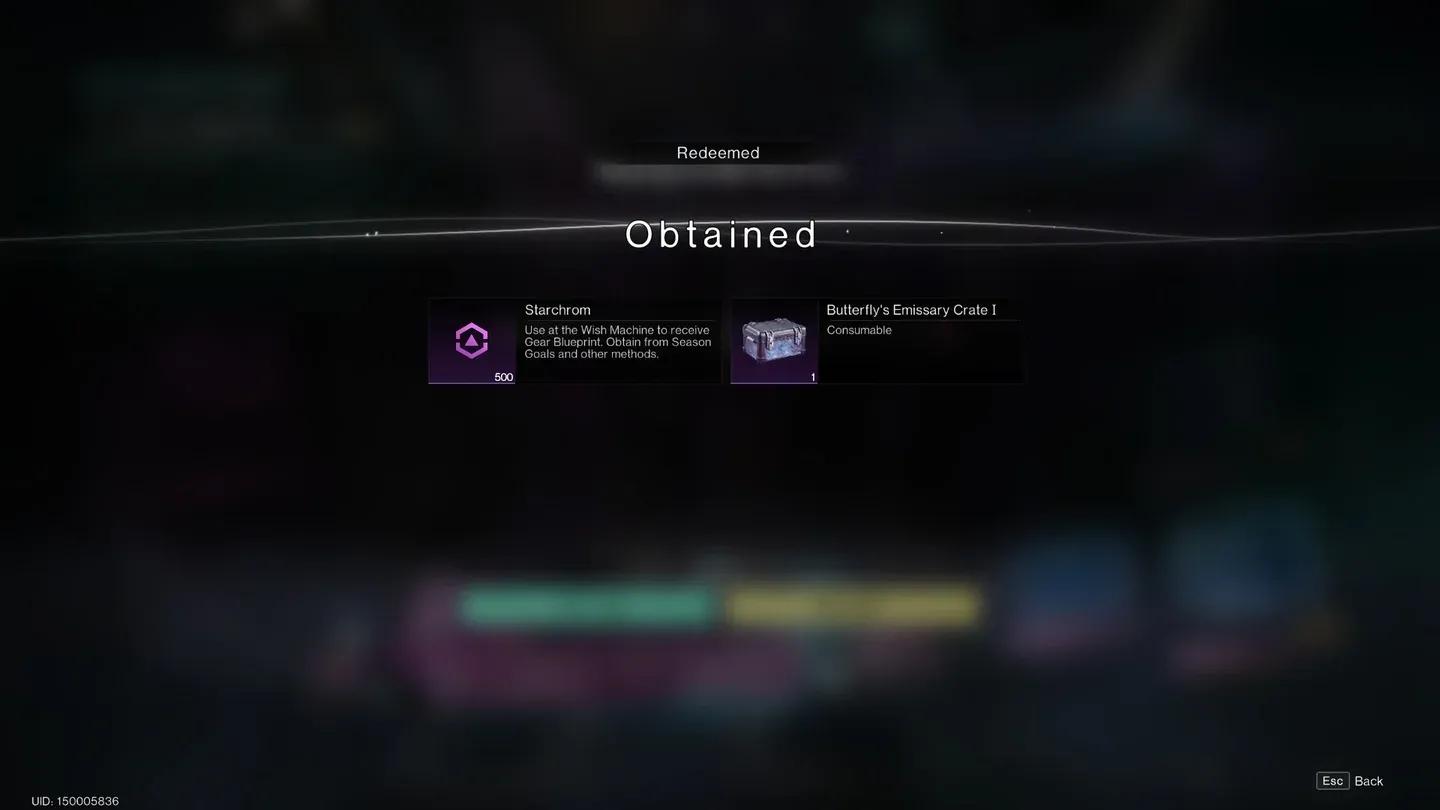 Starchrom reward in mailbox