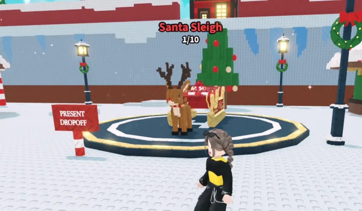 Santa sleigh near carousel