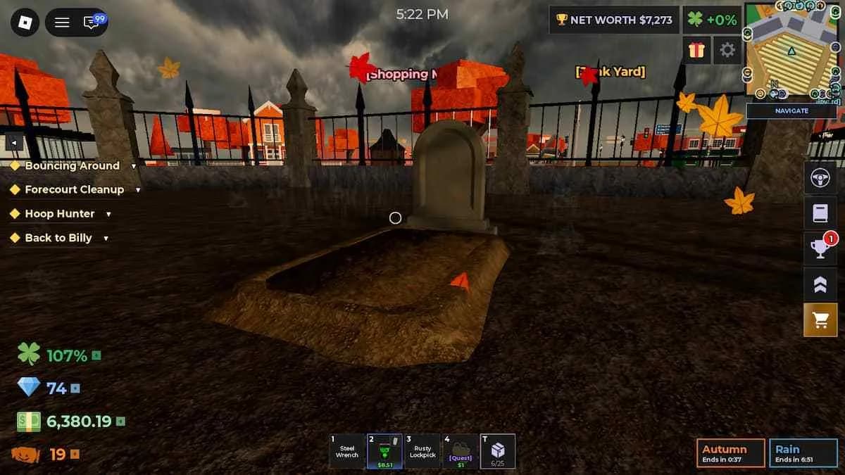 Storage Hunters Open World 中玩家用铲子挖掘坟墓