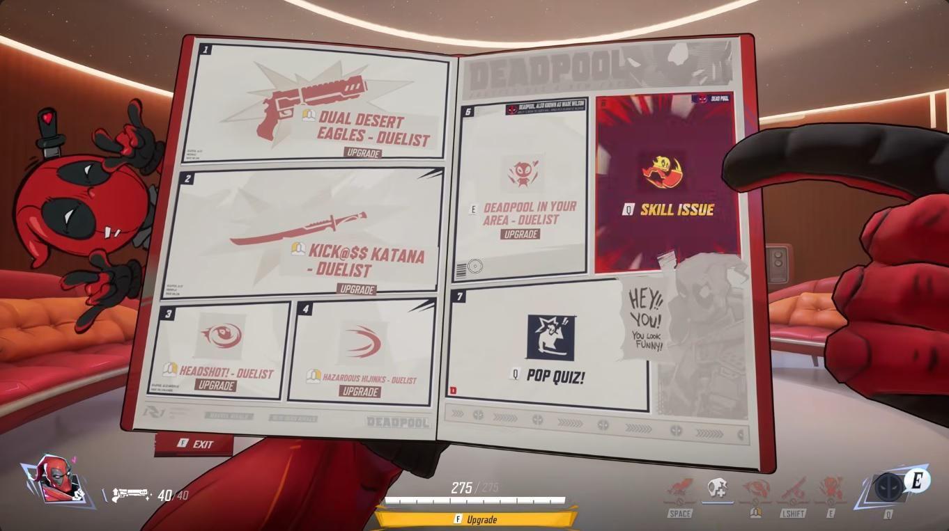 Deadpool ability upgrade menu