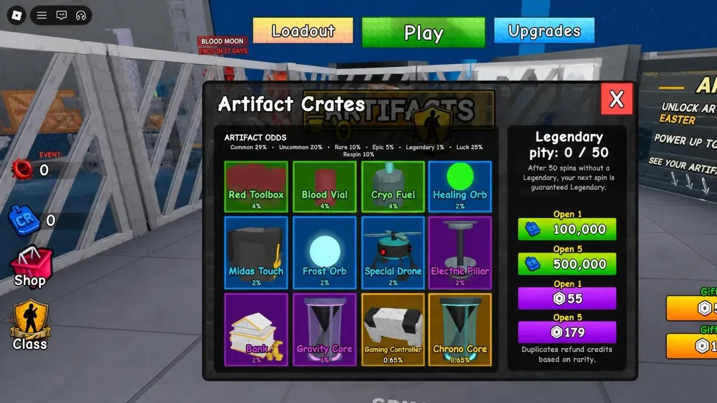 Artifact slots in loadout menu
