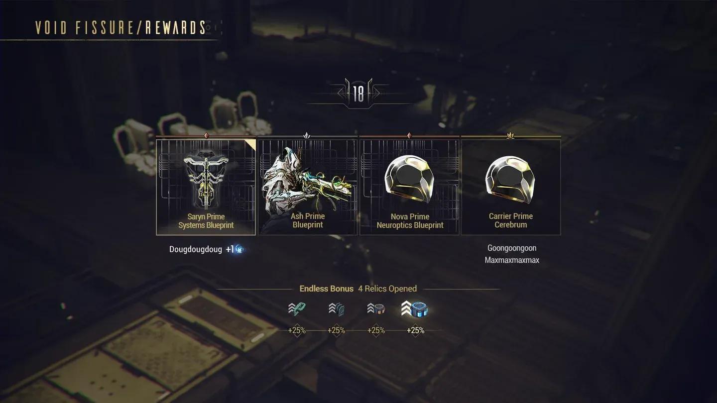 Choosing rewards in void fissures