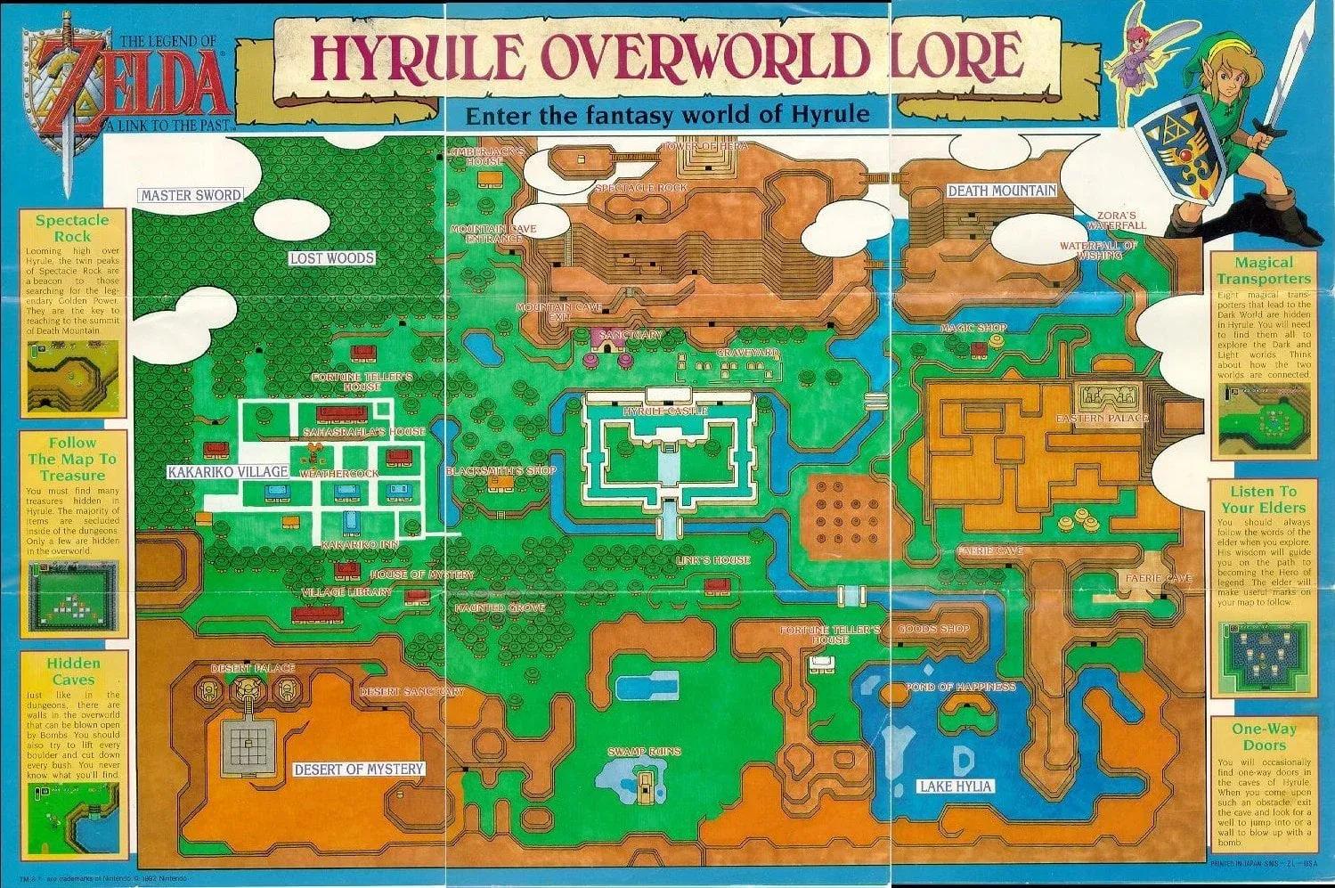 Map of Hyrule, Legend of Zelda: a Link ...