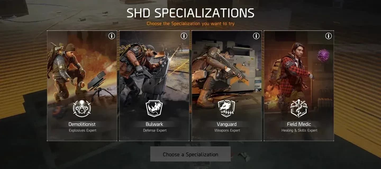 Specialization class selection
