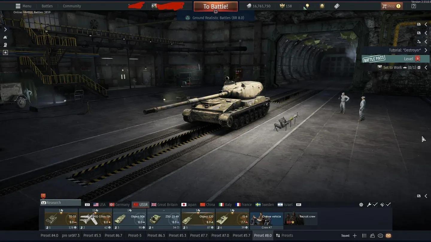 The hangar vehicle selection