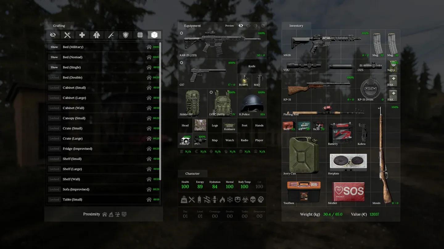 Reserve space for supplies