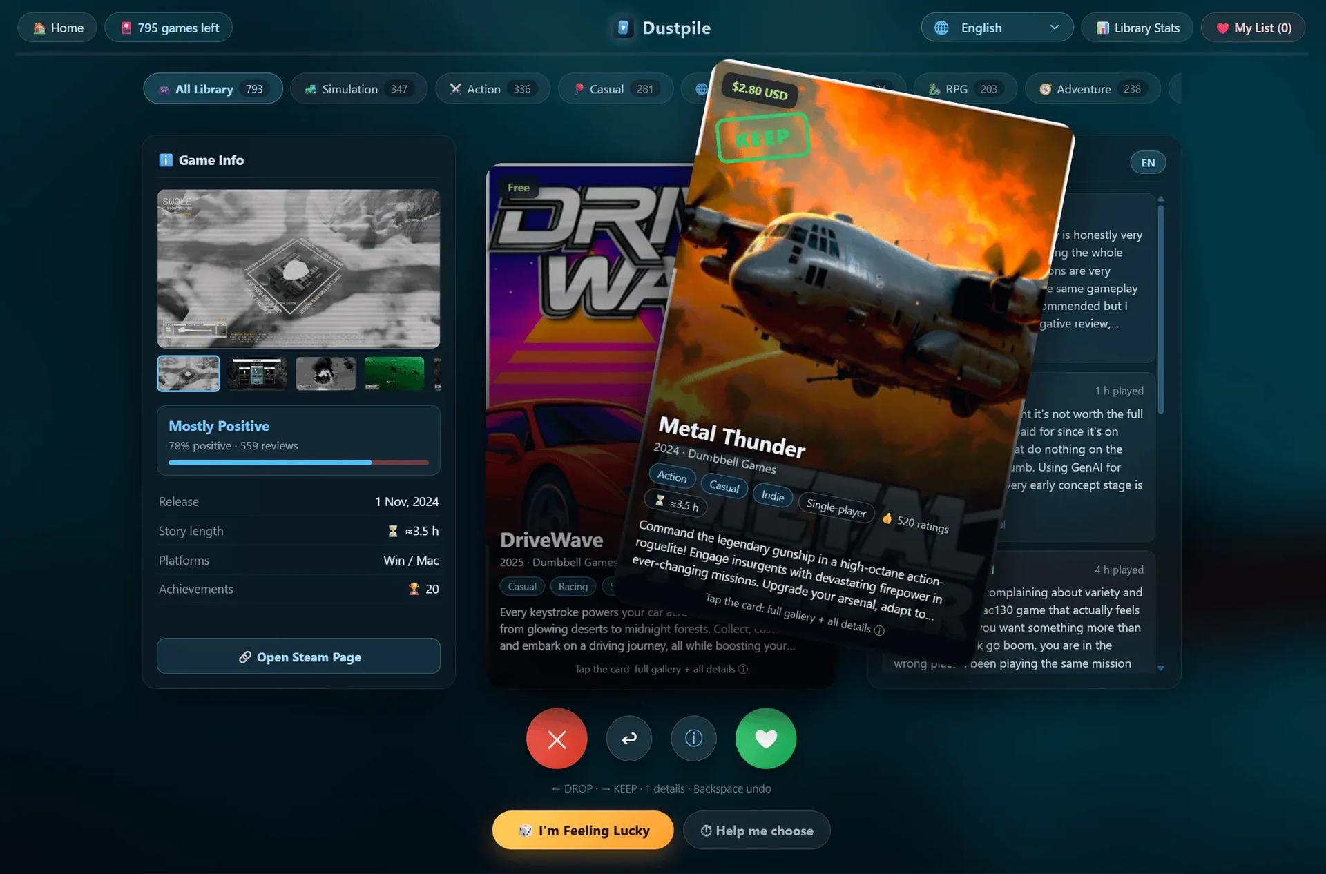 I made Tinder for your Steam Backlog : r/IndieGaming