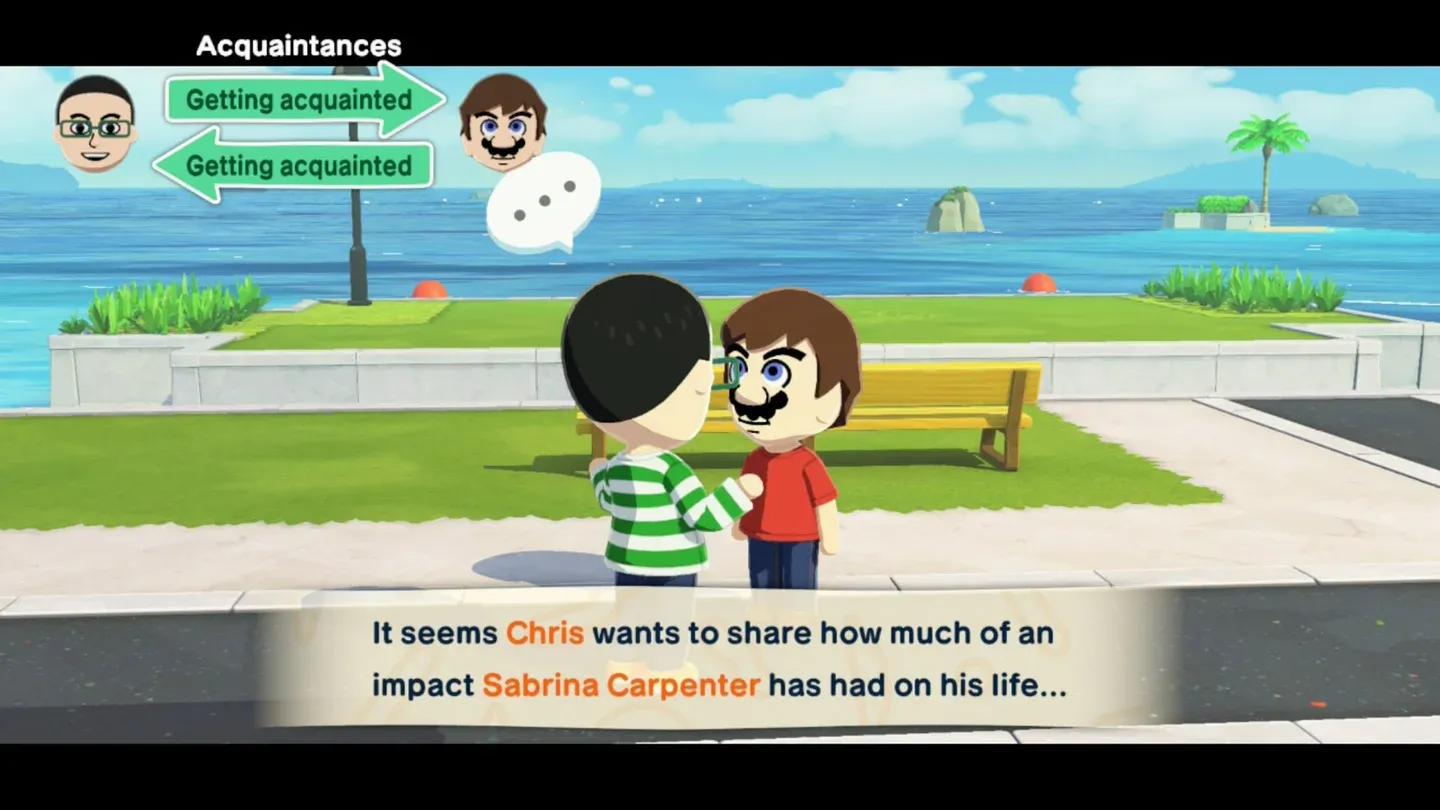 Drag Miis together to interact