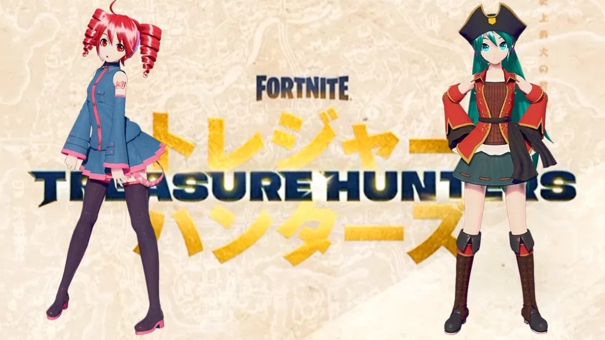Fortnite Treasure Hunters 初音未来和重音泰多海盗船员旗帜预告艺术图