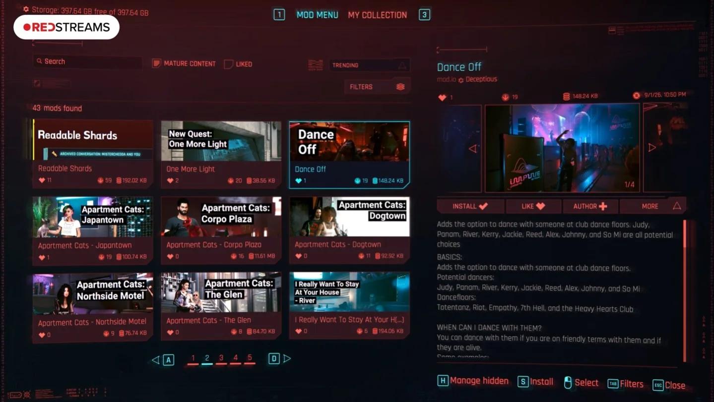 Cyberpunk 2077 主机模组浏览器，由 mod.io 提供支持