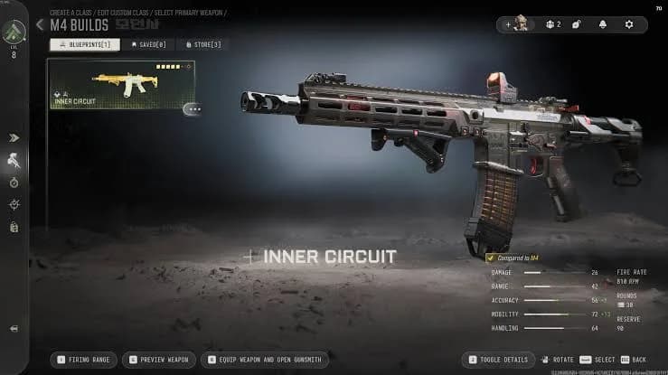 Optic equipped on a compatible MW4 weapon loadout