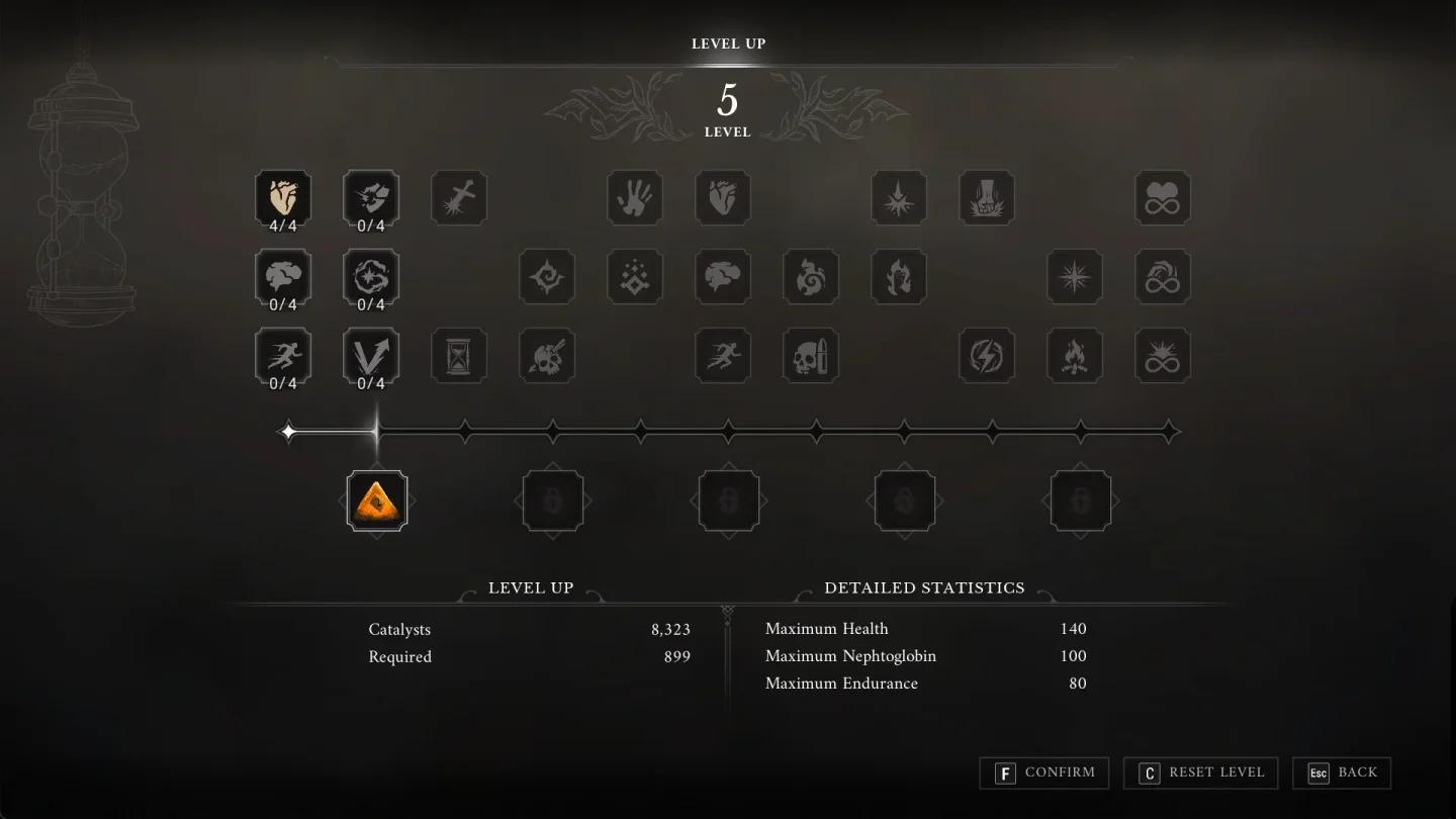 William amber selection and equip UI in Valor Mortis