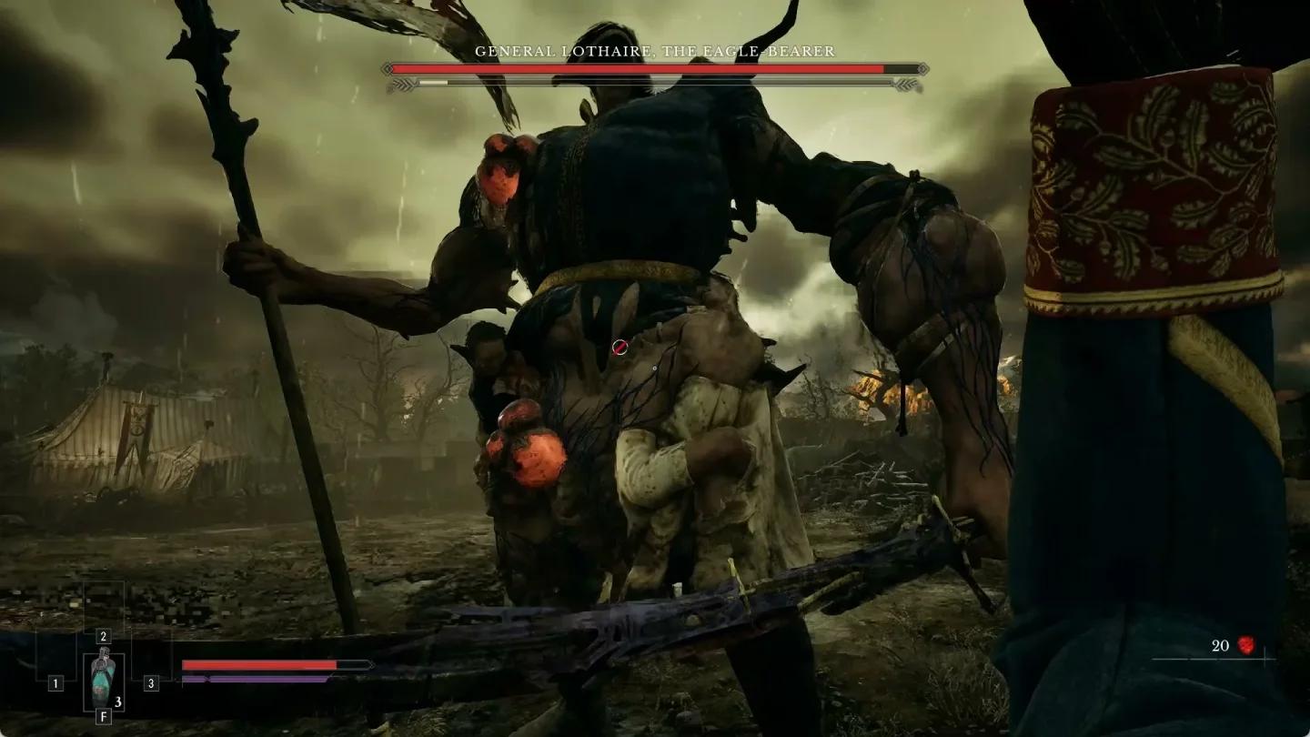 Valor Mortis boss Lothaire weak spots highlighted on body