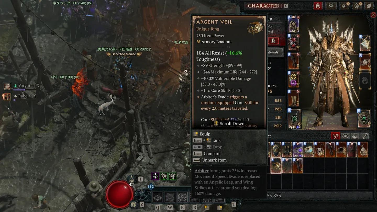 Argent Veil unique ring stats