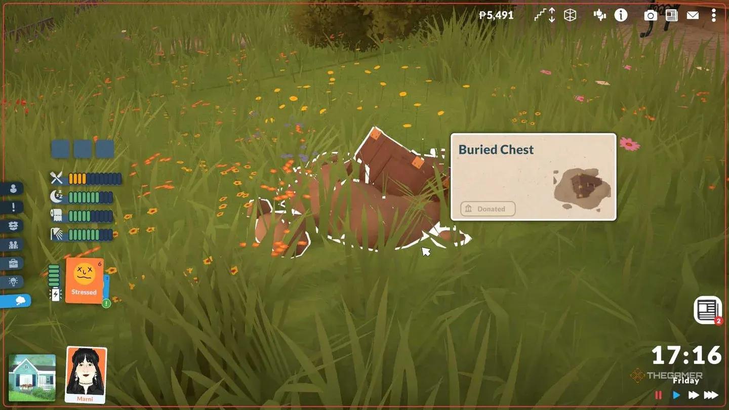 Buried chest artifact spawn point
