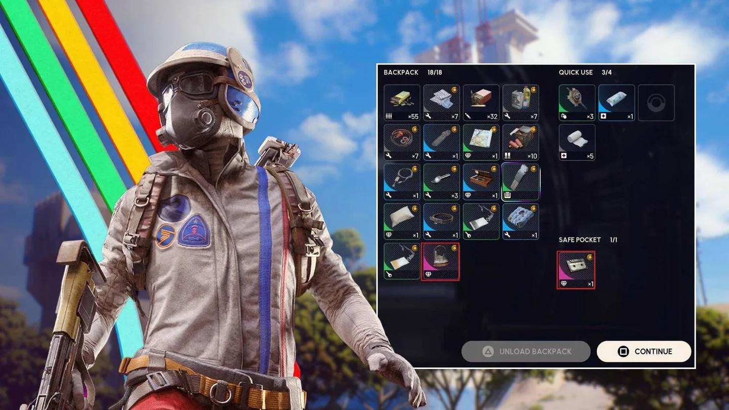 ARC Raiders इन्वेंट्री के Safe Pocket सेक्शन में रखे गए Olives
