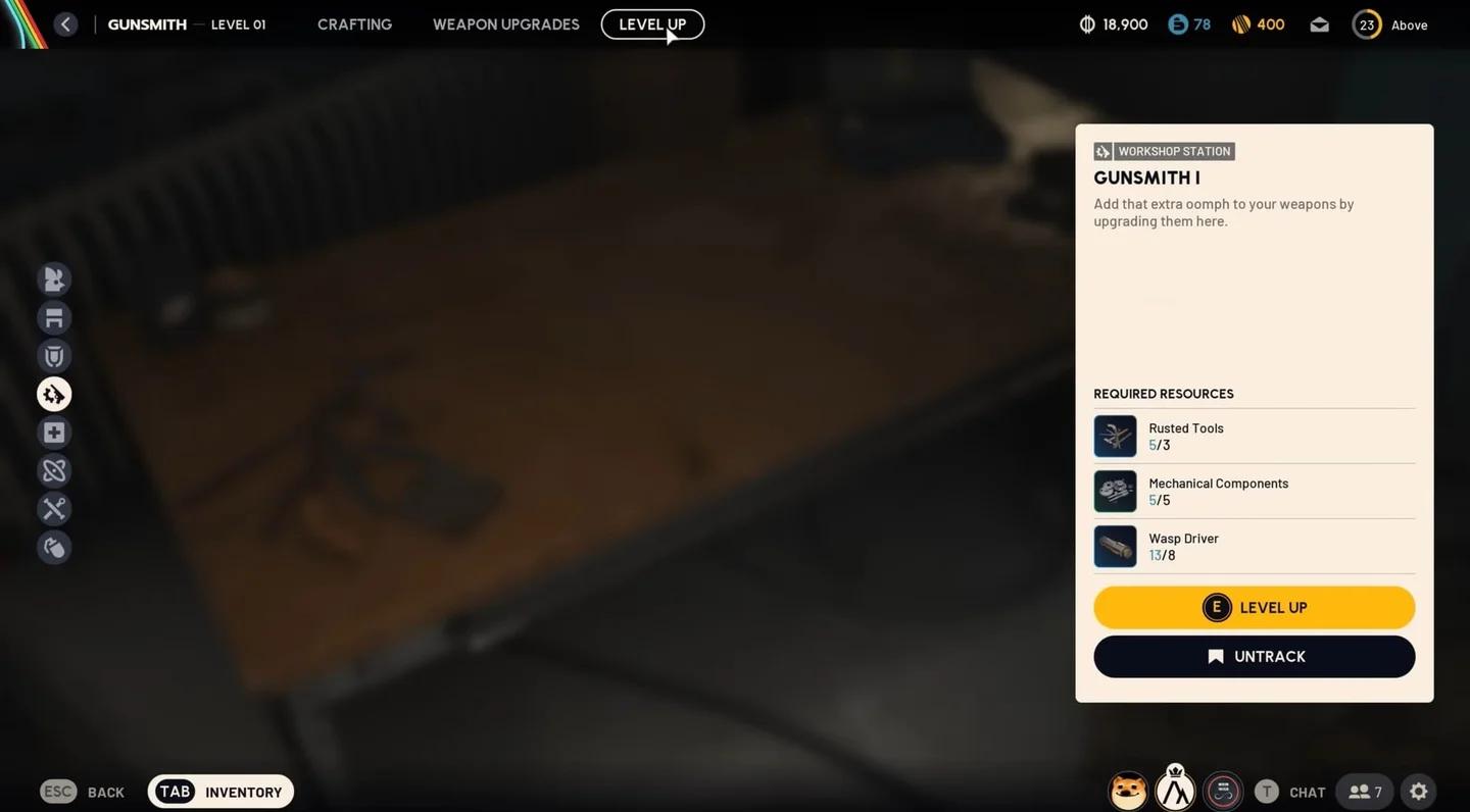 Gunsmith Level 3 upgradevereisten met Sentinel Firing Cores, Rusted Gears en Advanced Mechanical Components