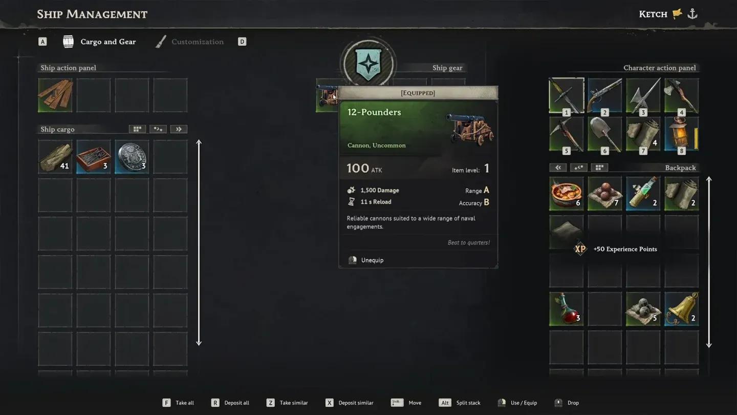 36-Pounders loadout selection