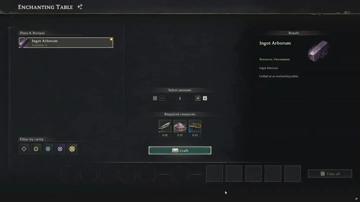 Enchanting Table 制作界面