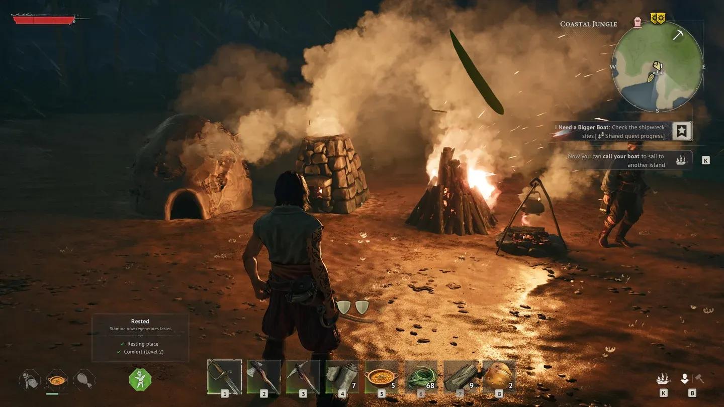 Bonfire resting restores health