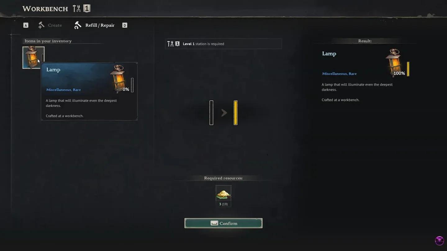 Refill/Repair tab, second slot