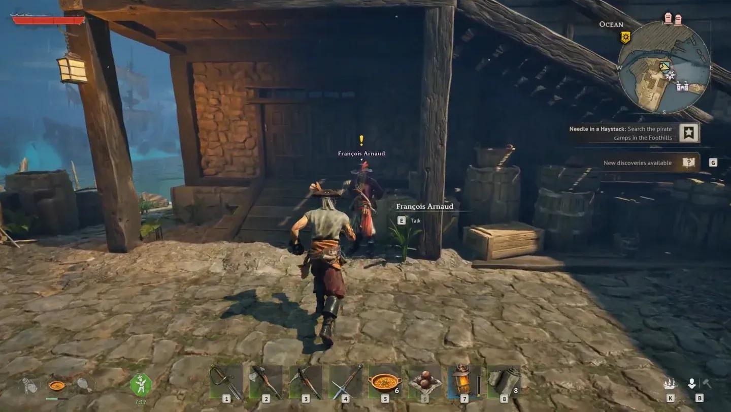 Confront Francois at the port