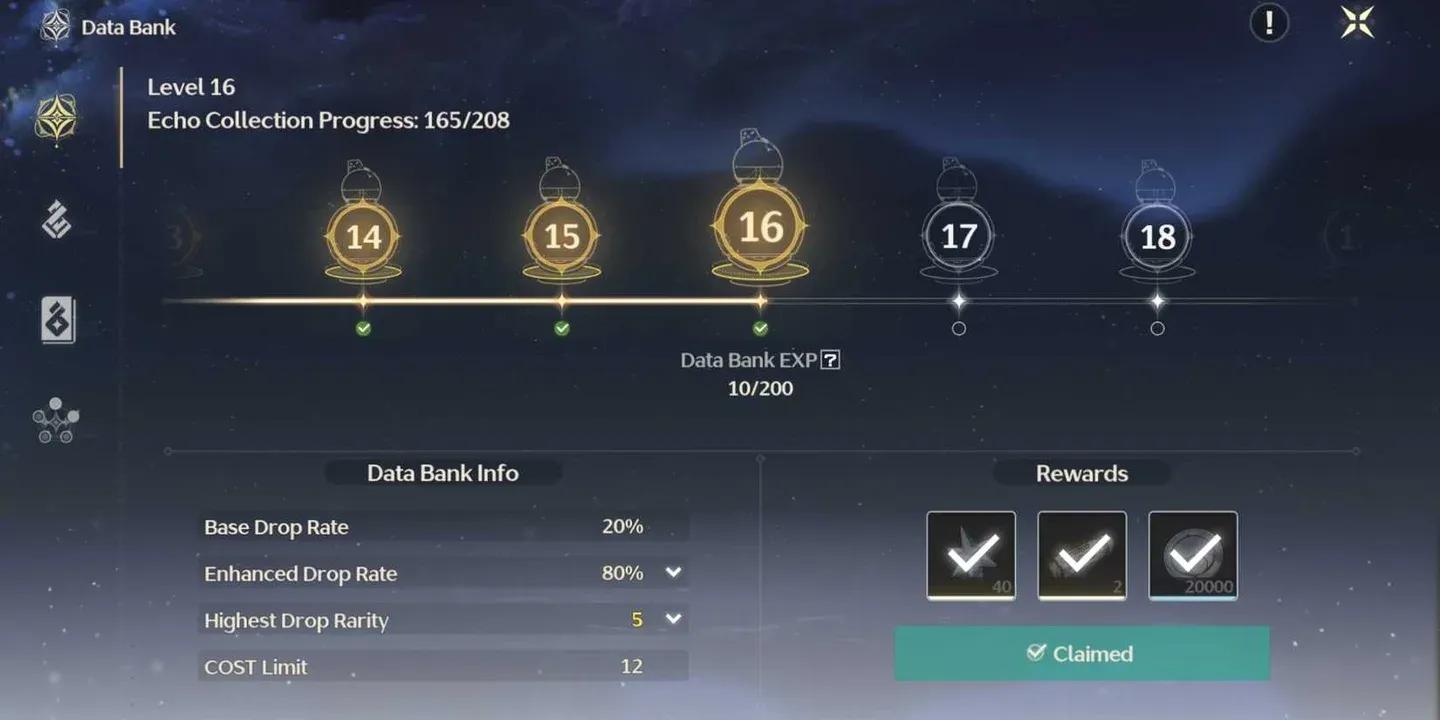 Data Bank level progress screen