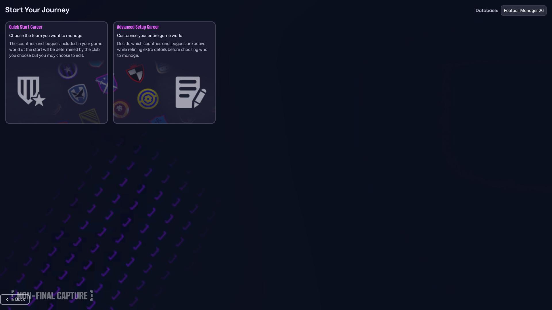 beginners database selection interface