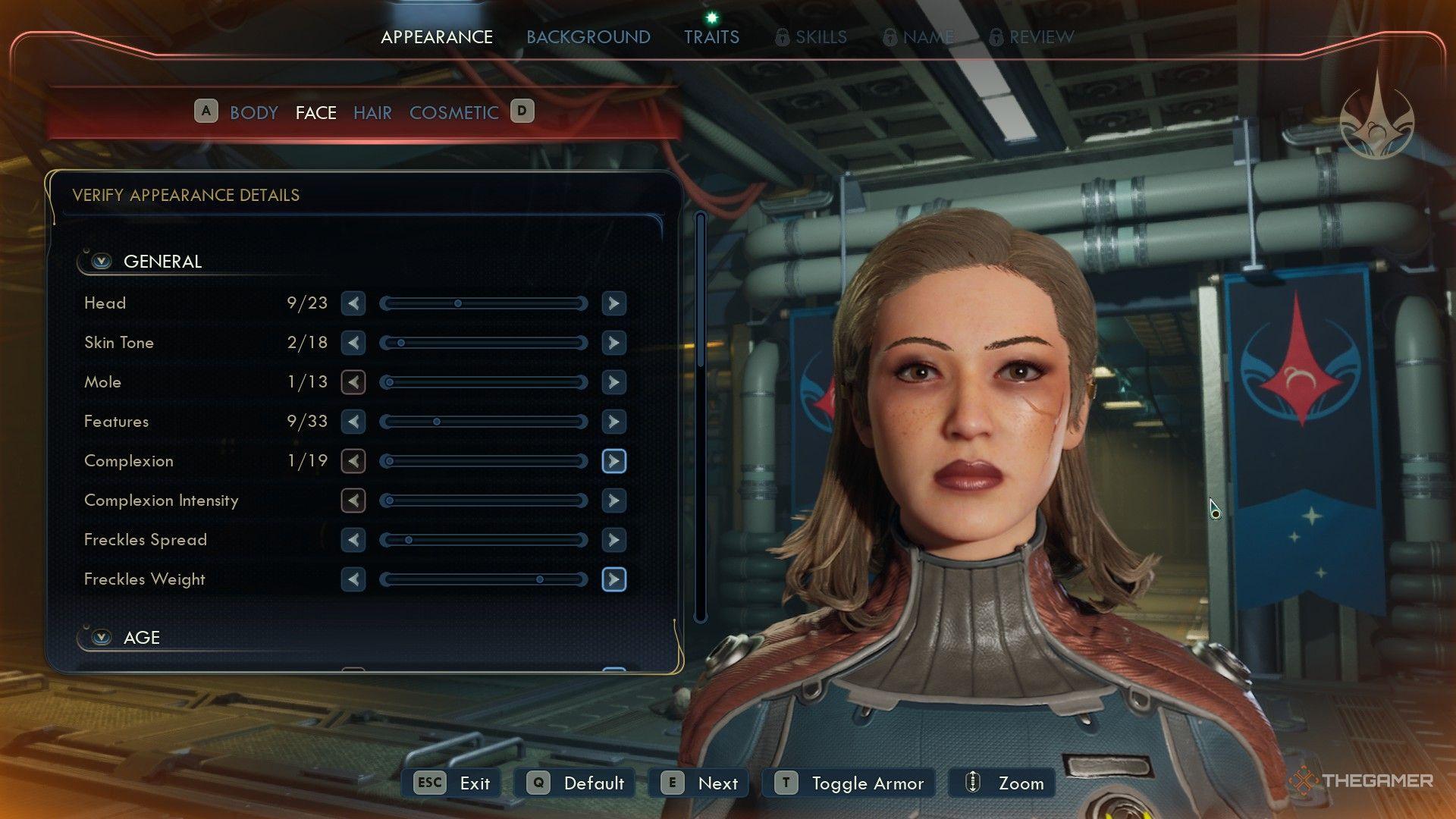 character background selection screen